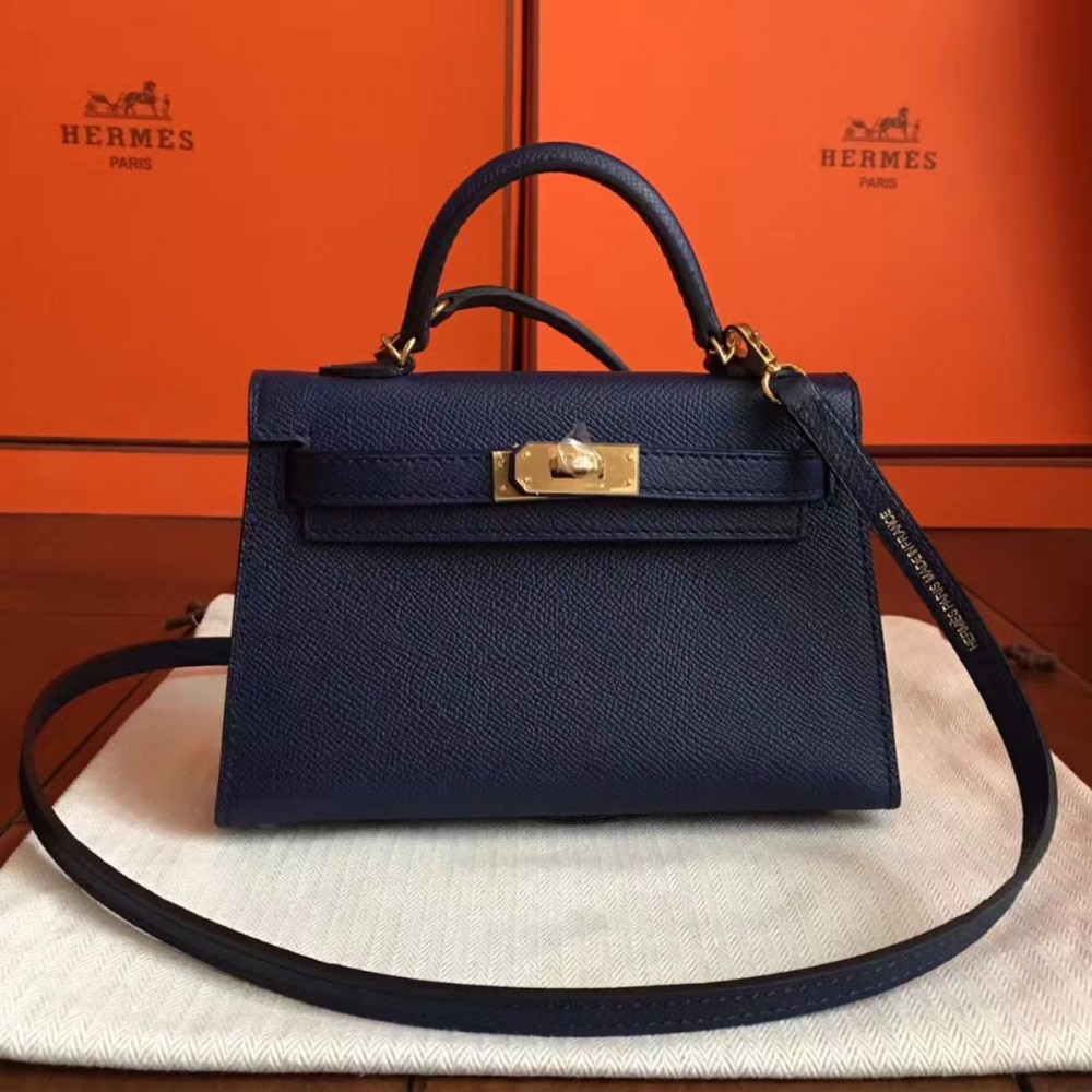 High Quality Replica Hermes Kelly Mini II Handmade Bag In Sapphire Epsom Leather $ 439 USD